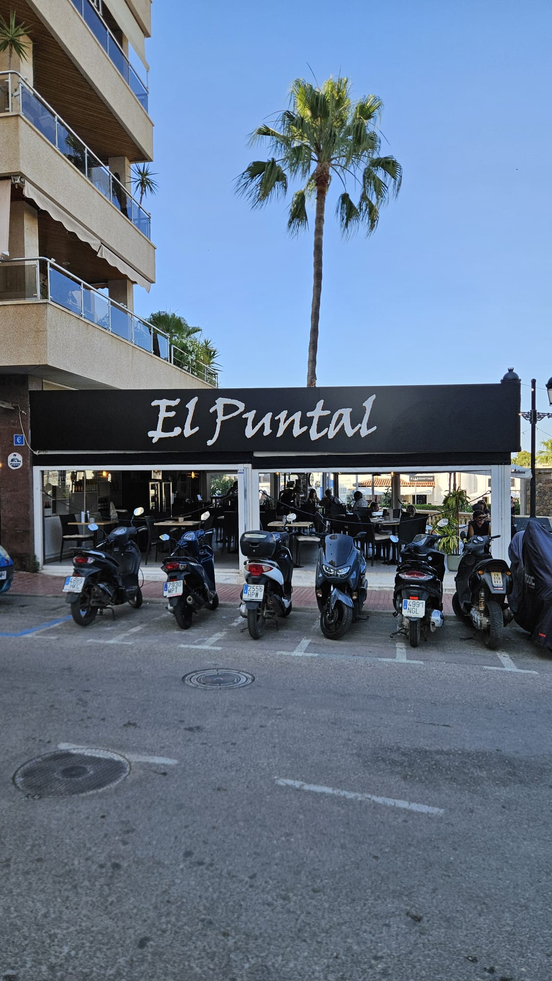 The El Puntal awning at golden hour